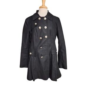 Laundry by Shelli Segal Black Double Breasted Lined Trench XL See Description